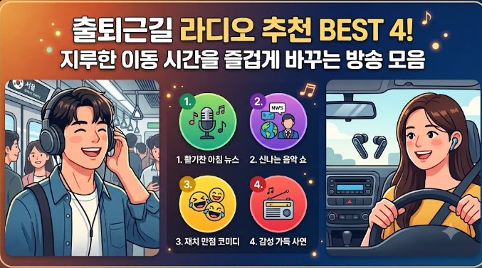 출퇴근길 라디오 추천 BEST 4! 지루한 이동 시간을 즐겁게 바꾸는 방송 모음