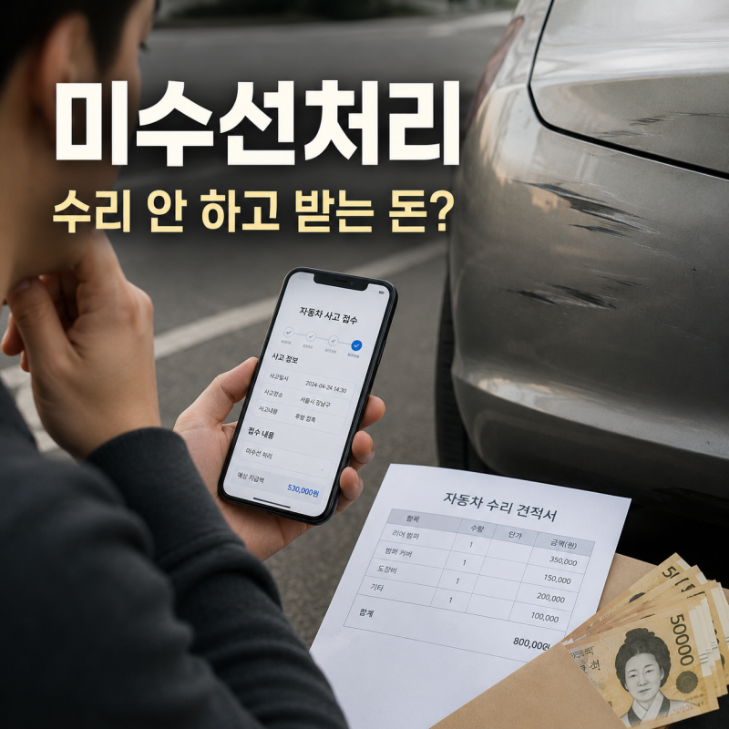 자동차 사고 미수선처리란? 수리 안 하고 보험금 현금으로 받을 수 있을까