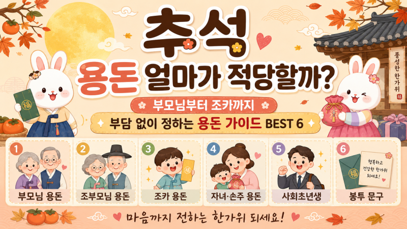 추석 용돈 얼마가 적당할까? 부모님·조카·아이 용돈 금액 정리