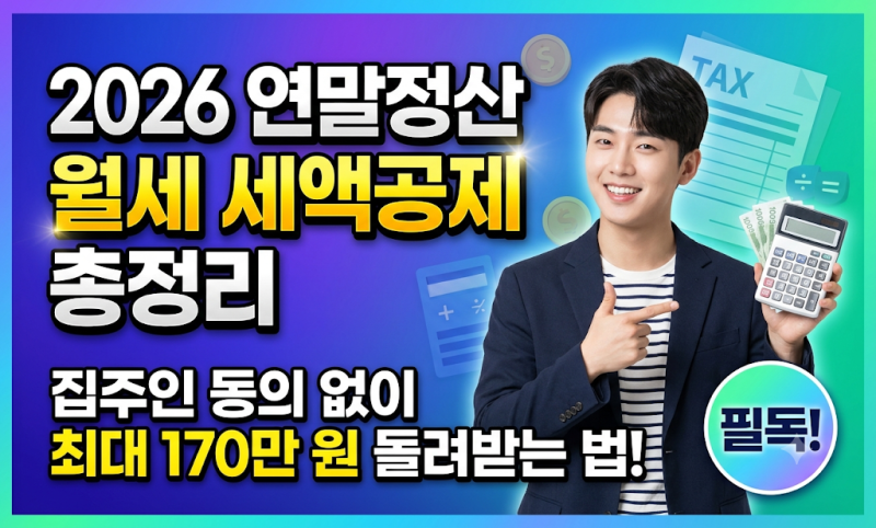 2026 연말정산 월세 세액공제 조건 및 무주택 세대주 입증 서류 총정리