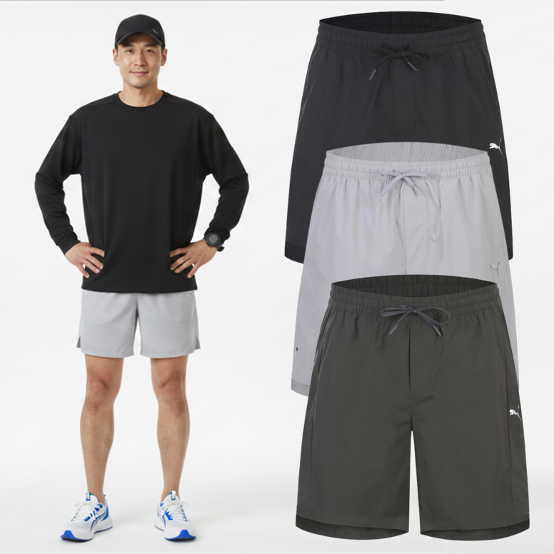 손쉬운 사용 PUMA 푸마 남성 쇼츠 여름 반바지 우븐 경량 가벼운 남자 남학생 런닝 가볍게 사....
