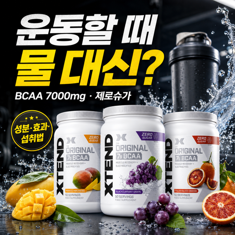 운동할 때 물 대신 마셔도 될까? 엑스텐드 BCAA 7000mg 제로슈가 과일맛 성분·효과·섭취법 총정....