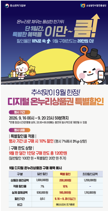 풍성한 추석 온누리 혜택 특별행사 안내