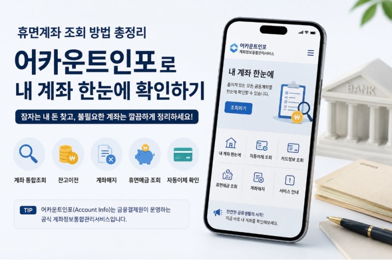 휴면계좌 조회 방법 총정리｜어카운트인포로 내 계좌 한눈에 확인하기