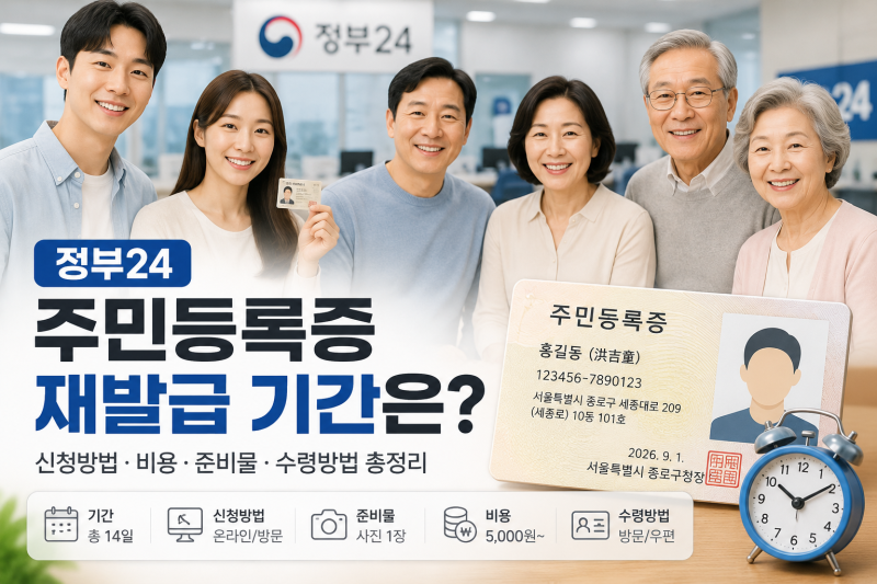 정부24 주민등록증 재발급｜소요기간은? 비용·준비물·신청방법 총정리