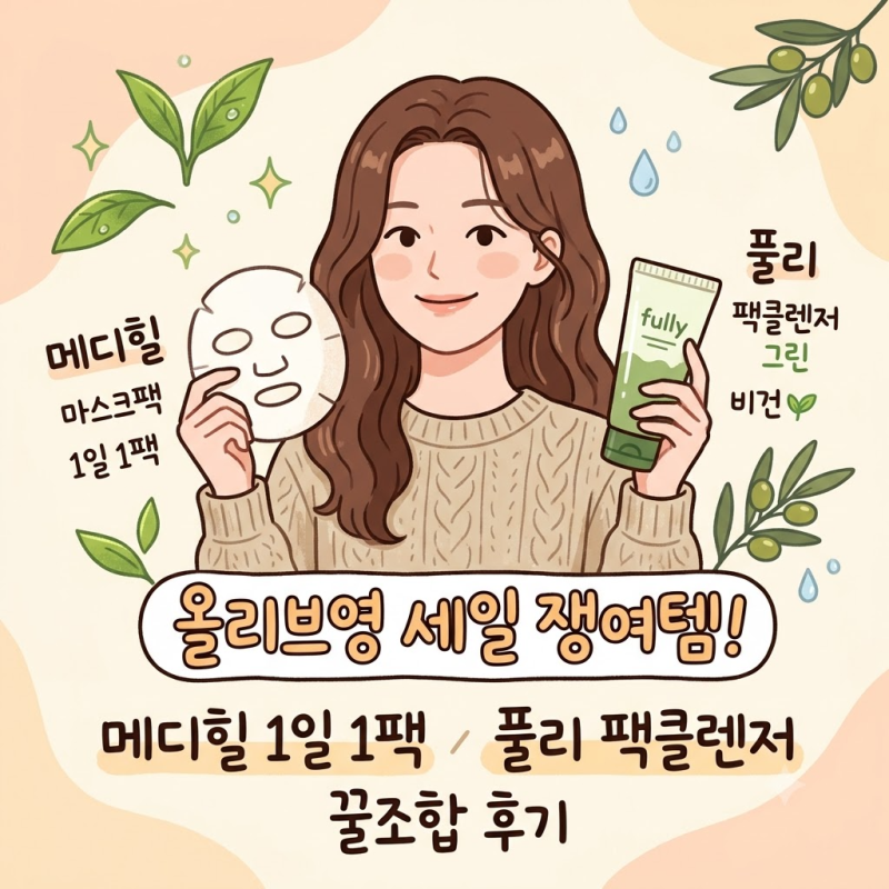 [올리브영 세일] 쟁여템 추천! 메디힐 마스크팩 1일1팩 & 풀리 비건 팩클렌저 그린토마토 내돈....