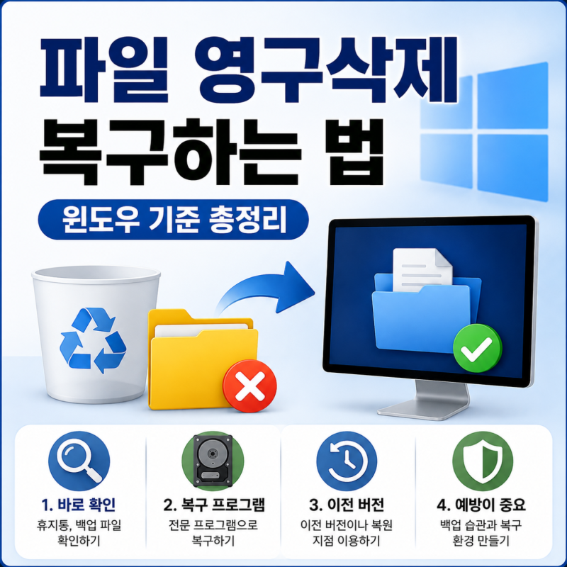 파일 영구삭제 복구하는 법 (윈도우11 기준)