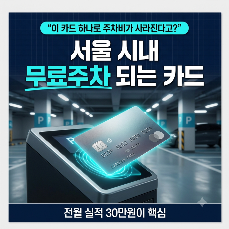 "이 카드 하나로 주차비가 사라진다고?" 서울 시내 무료주차 되는 신용카드, 전월 실적 30만원....