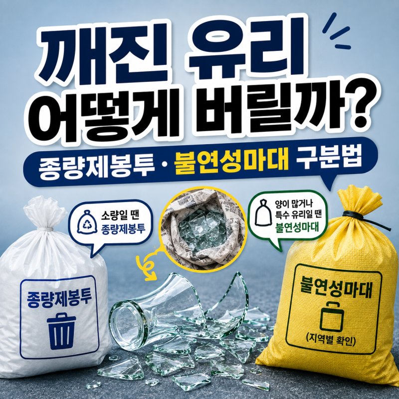 깨진 유리 어떻게 버릴까? 종량제봉투·불연성마대 구분법