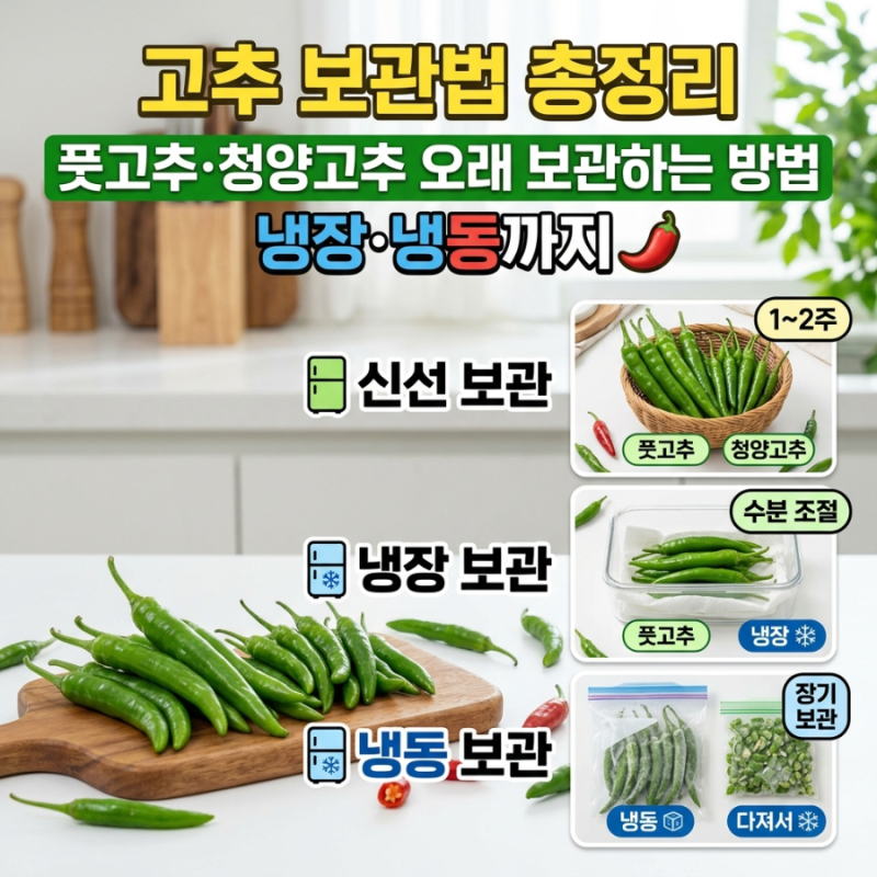 고추 보관법 총정리｜풋고추·청양고추 오래 보관하는 방법부터 냉장·냉동까지 ️