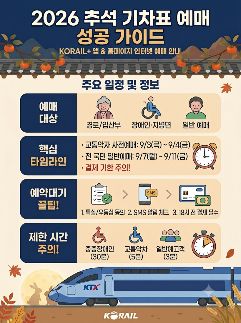 2026 추석 KTX 기차표 예매 방법 총정리｜예매 일정·예약대기·결제기간·성공 꿀팁