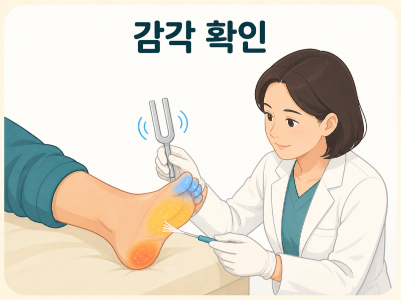 말초신경병증 검사 방법에서 신경전도검사와 근전도검사는 무엇을 확인하나요?