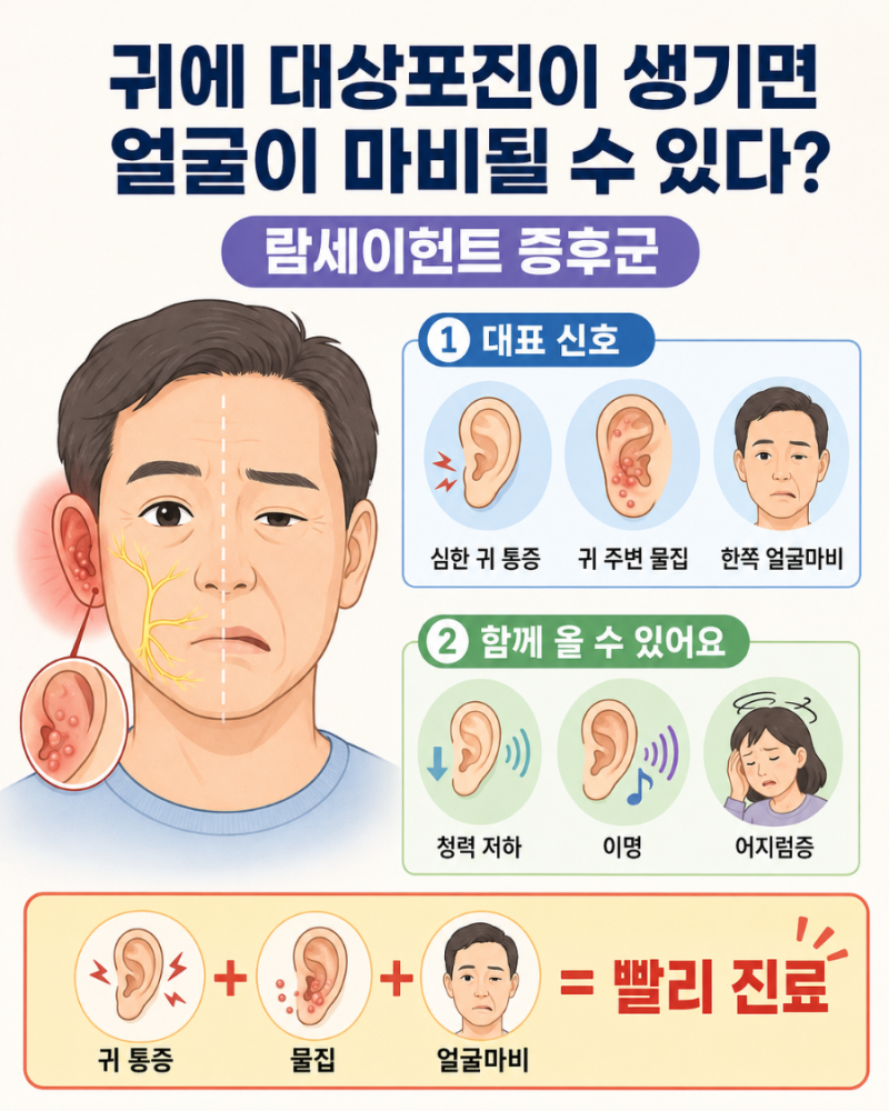 귀에 대상포진이 생기면 얼굴이 마비될 수 있다? ‘람세이헌트 증후군’이란