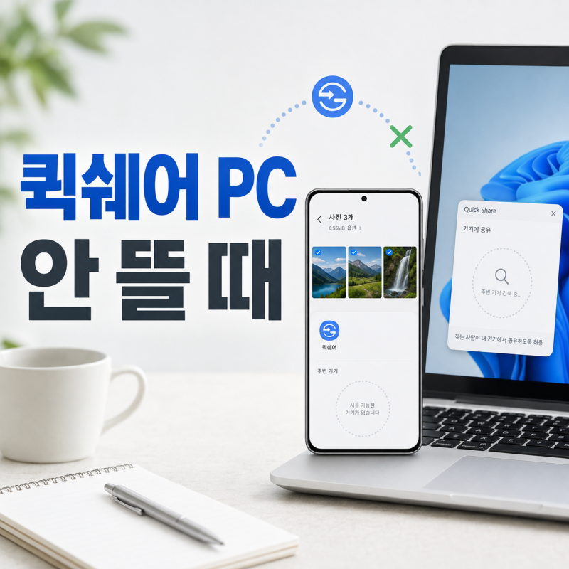 퀵쉐어 PC 받는 방법, 갤럭시 사진 보낼 때 컴퓨터가 안 뜬다면