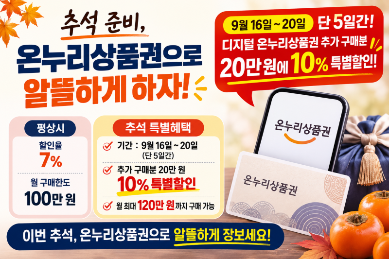 추석 준비, 온누리상품권으로 하자! 2026년 할인과 환급 혜택 총정리