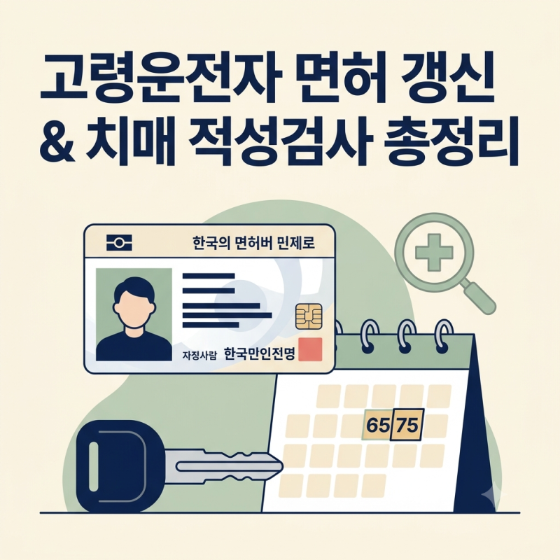 고령운전자 면허 갱신 주기와 치매 적성검사 총정리: 만 65세·75세 기준 및 불합격 대처법 (면....