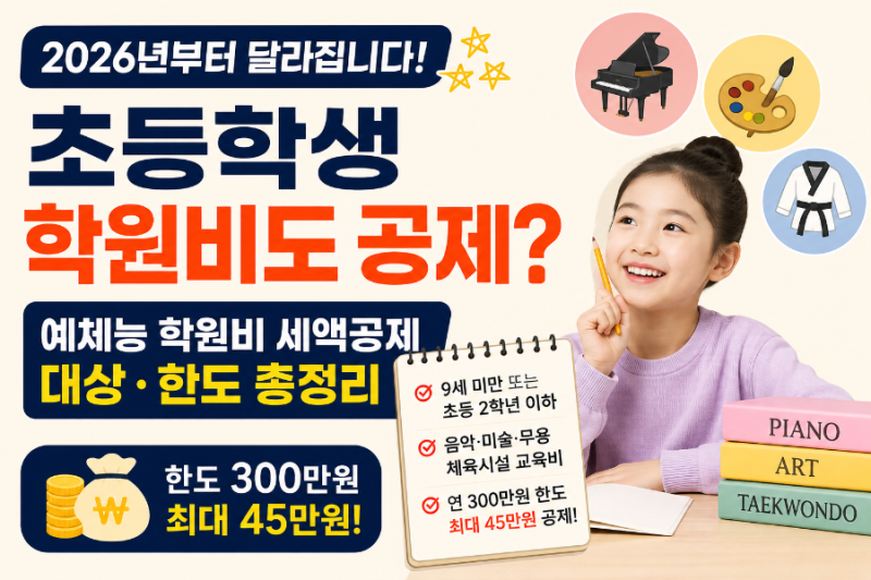 “학원비만 300만원인데…” 2026 초등학생 예체능 세액공제 총정리