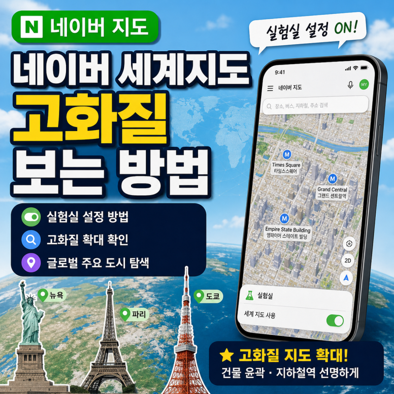 네이버 세계지도 고화질 보는 방법
