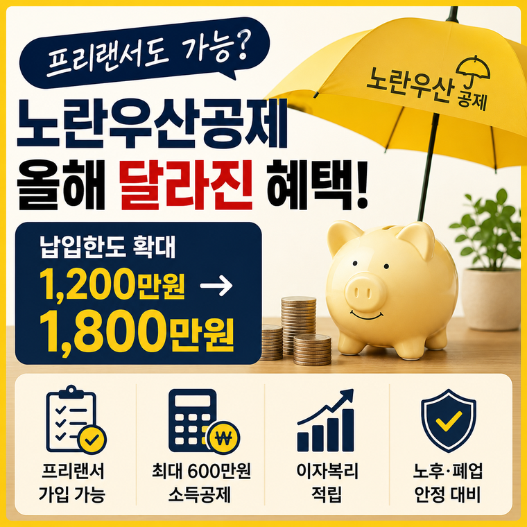 프리랜서도 노란우산공제 가능? 올해 1,800만원까지 달라진 혜택