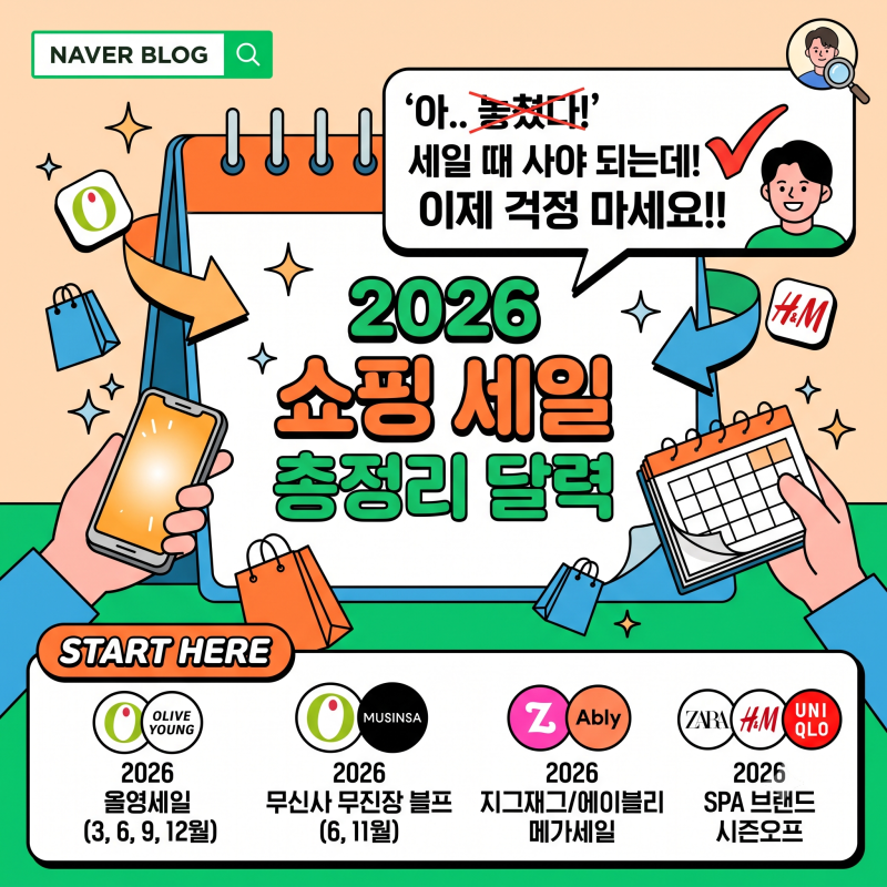 ️ "아.. 놓쳤다. 세일 때 사야 되는데" 하지 마세요! 2026 올리브영·무신사·지그재그·에이블....