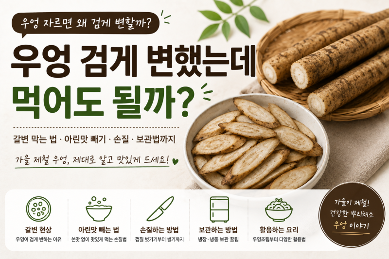 우엉 자르면 왜 검게 변할까? 갈변 막는 법과 아린맛 빼기, 오래 보관하는 법