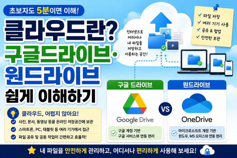 클라우드란? 구글 드라이브·원드라이브 쉽게 이해하기｜초보자 완벽 정리