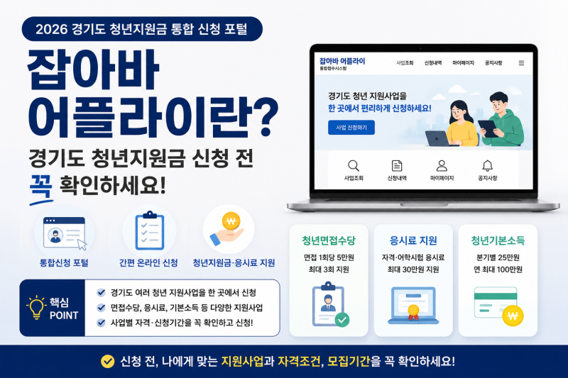 잡아바 어플라이 뭐길래? 경기도 청년이라면 받을 수 있는 지원금부터 확인하세요