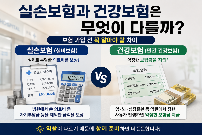 실손보험과 건강보험은 무엇이 다를까? 보험 가입 전 꼭 알아야 할 차이