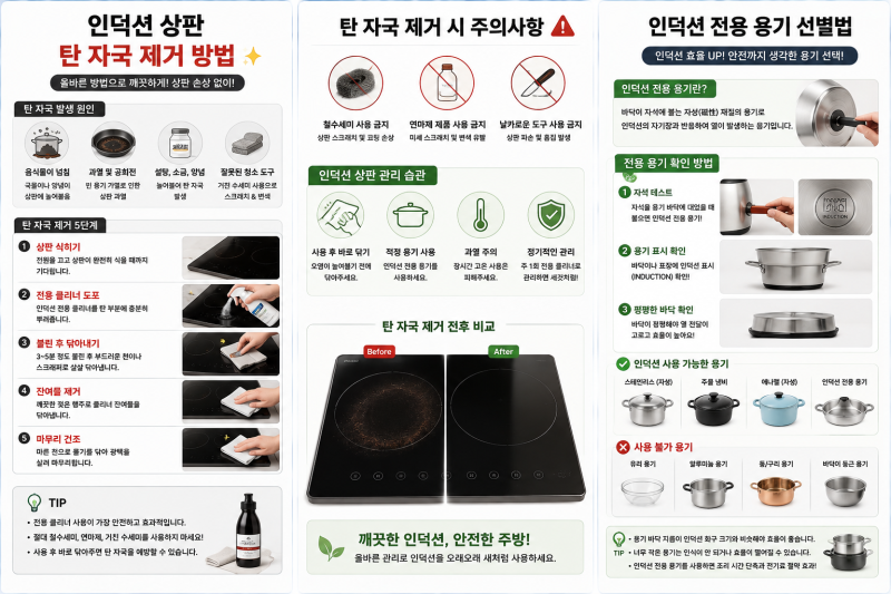 인덕션 상판 탄 자국 제거와 전용 용기 선별법