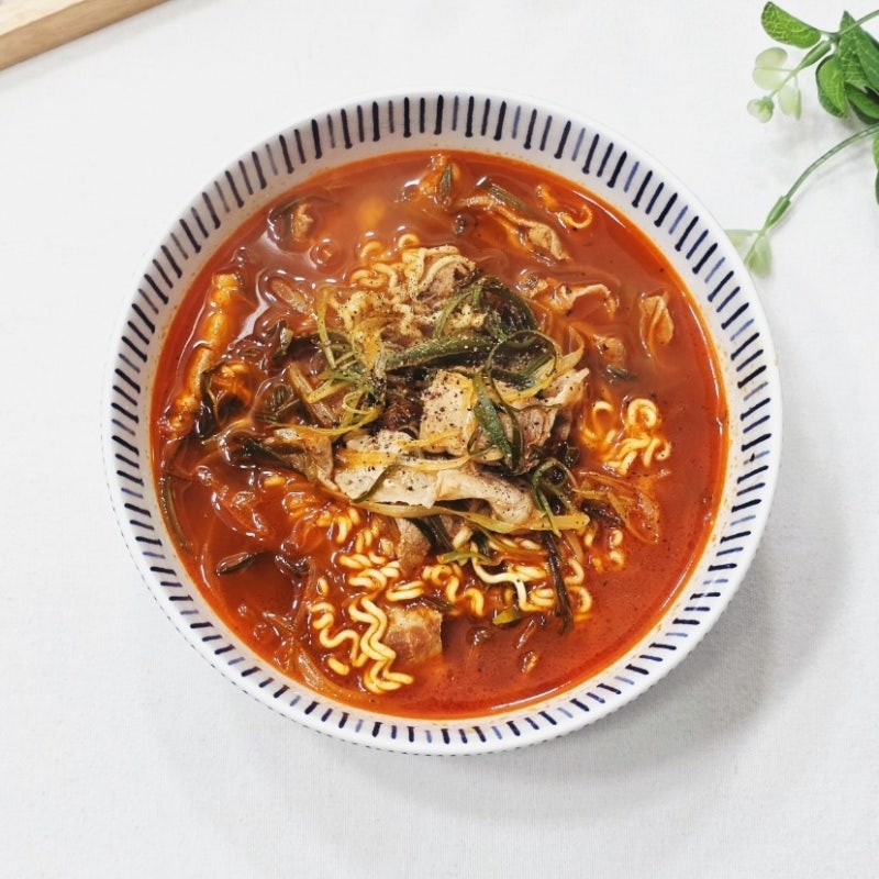 강호동 파채라면 레시피, 대패삼겹살 넣은 라면꿀조합