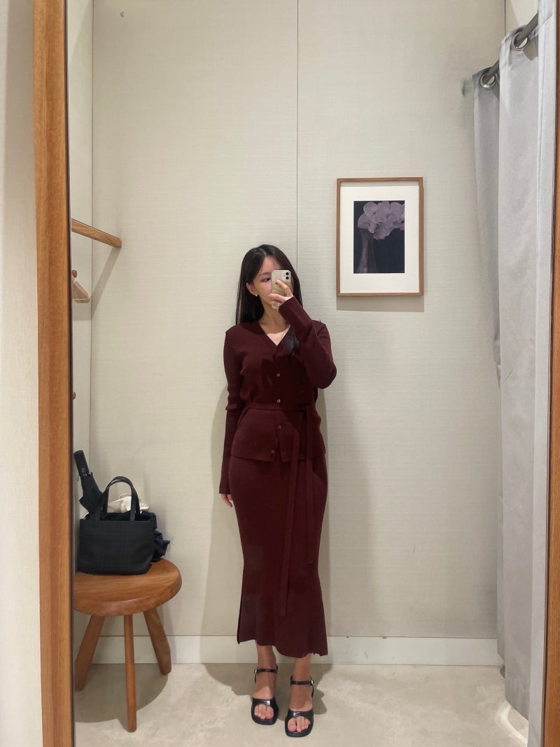 시에 Sie 26FW 세레나 소프트 리브드 가디건, 스커트 셋업 키작녀 착용 후기