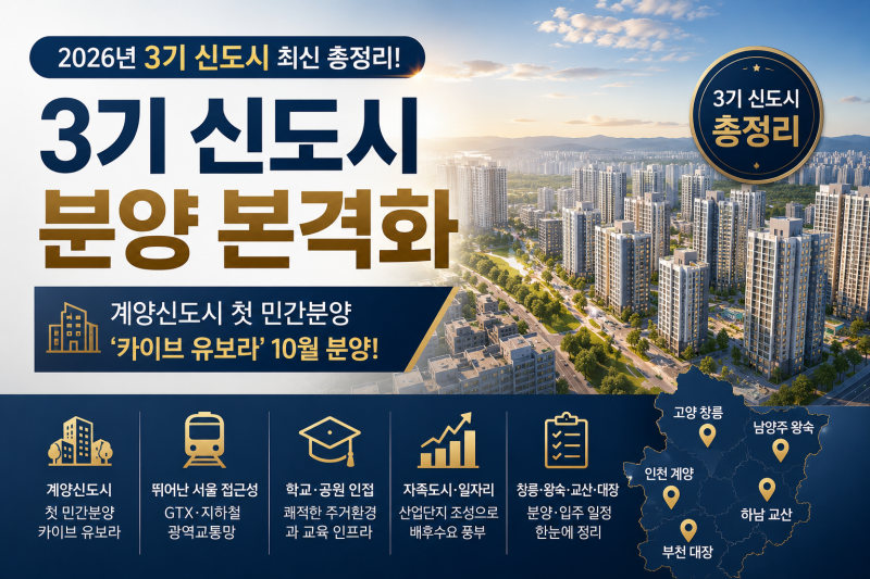 3기 신도시 분양 본격화｜계양신도시 첫 민간분양 ‘카이브 유보라’부터 창릉·왕숙·교산·....