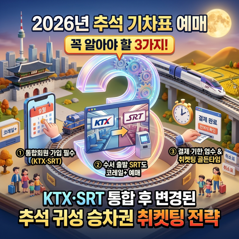 2026년 추석 기차표 예매 꼭 알아야 할 3가지! KTX·SRT 통합 후 변경된 추석 귀성 승차권 취켓팅 ....