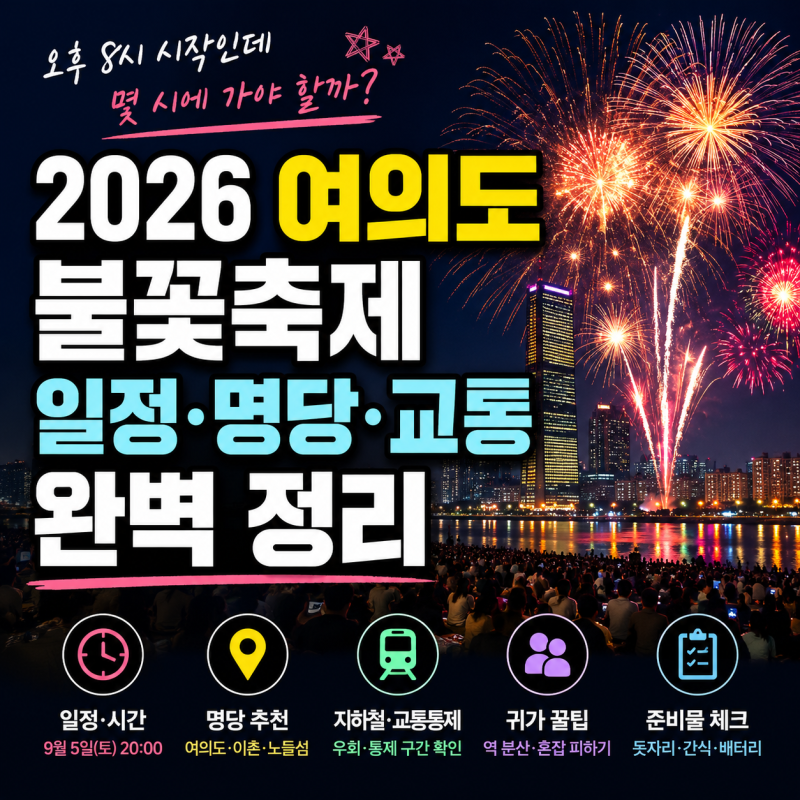 2026 여의도 불꽃축제 일정 시간 명당 총정리, 몇 시에 가야 할까? 교통통제·준비물까지