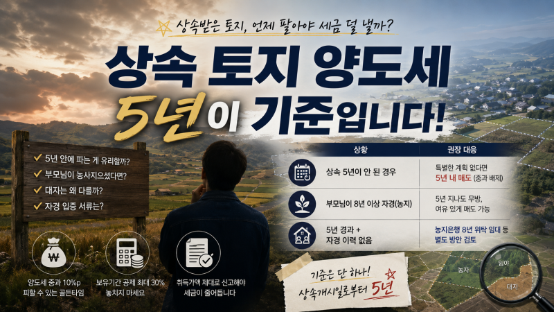 물려받은 시골땅, 언제까지 팔아야 양도세 폭탄을 피할까? (상속 토지 비사업용 판단 & 절세 ....