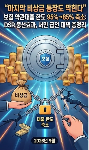 "마지막 비상금 통장도 막힌다" 보험 약관대출 한도 95%→85% 축소: DSR 풍선효과와 서민 급전 ....