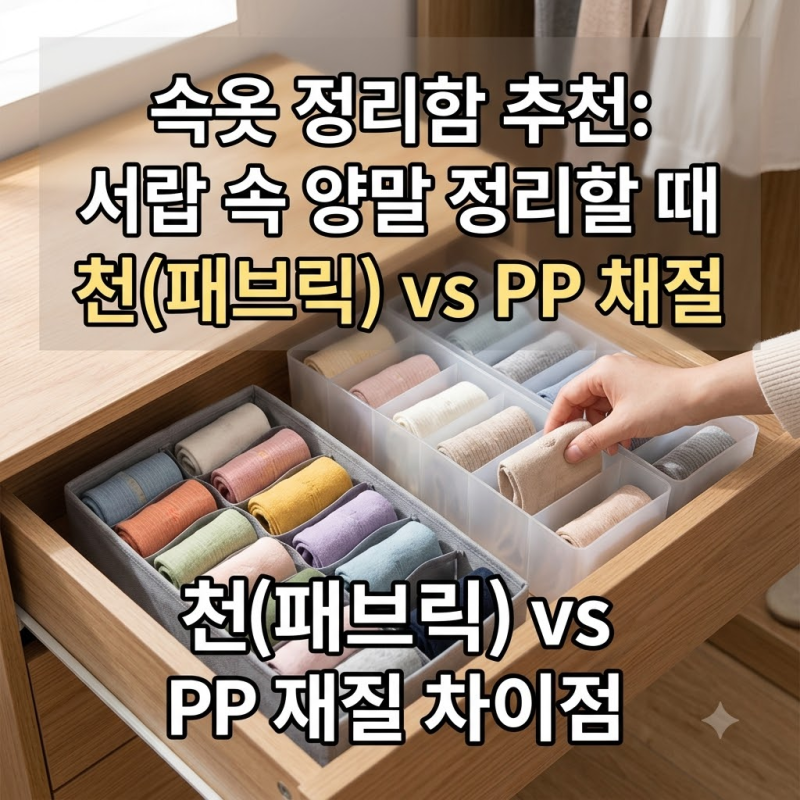 속옷 정리함 추천 서랍속 양말 정리할 때 패브릭과 PP 재질 차이점