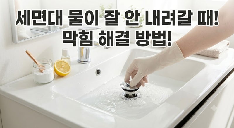 세면대 물이 잘 안 내려갈 때 막힘 해결을 위해 먼저 해볼 방법