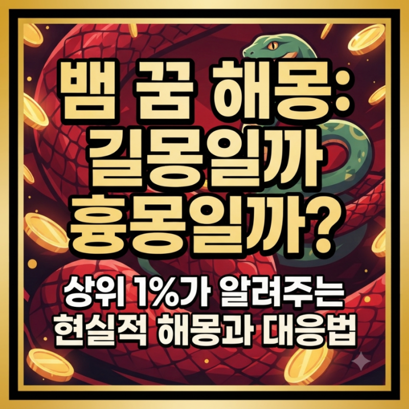 뱀 꿈 해몽 총정리: 재물운 터지는 길몽 vs 내 뒤통수 치는 흉몽의 결정적 차이