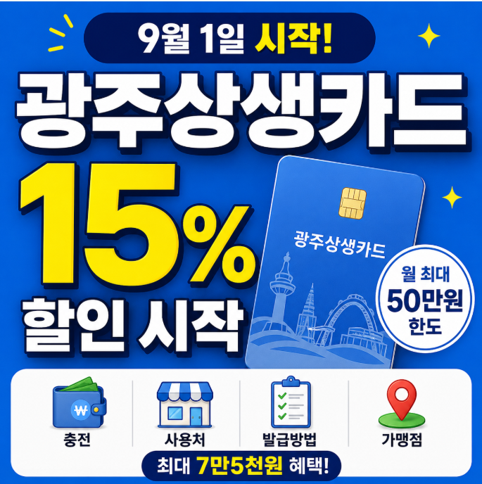 광주상생카드 15% 할인 시작｜9월 충전·사용처·발급·가맹점 총정리