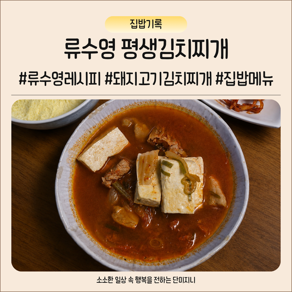 류수영 평생 김치찌개 돼지고기로 진하게 끓이는 류수영 레시피
