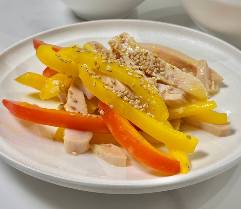 파프리카 닭가슴살 냉채 레시피 겨자 냉채 소스 만들기 맛있는 피망 샐러드 만드는 법