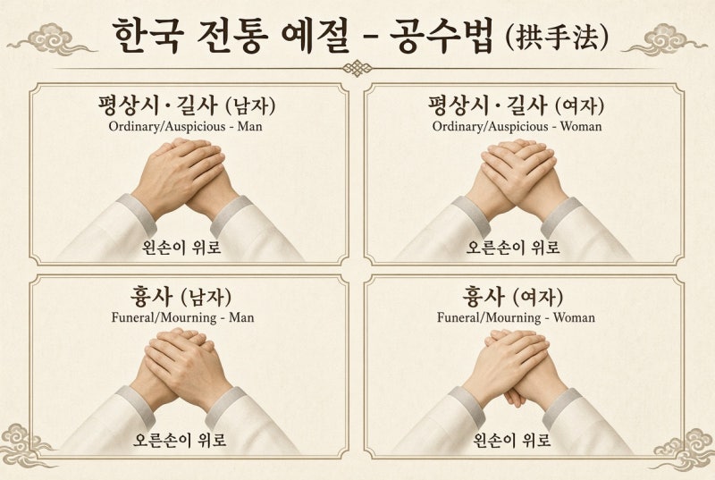 한국 예절 완벽 정리: 어른께 드리는 절과 제사 절, 손 위치(공수법)가 다른 이유