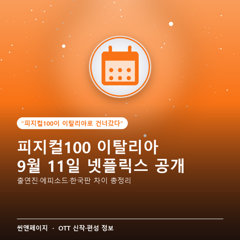 體能之巔100義大利 Netflix公開日、出演者、與韓國版差異總整理（2026年9月）
