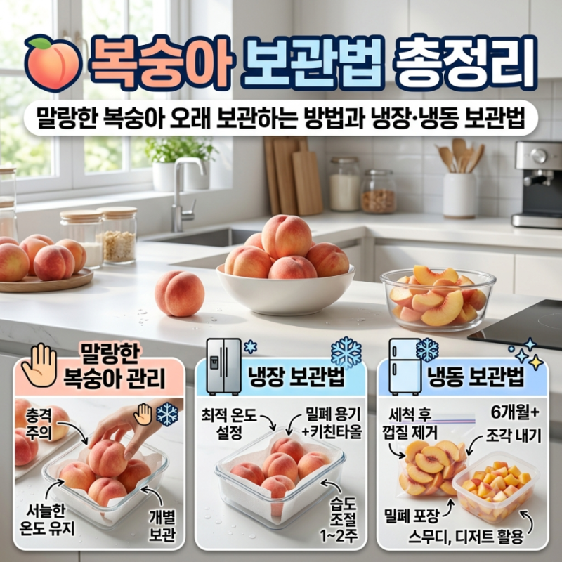 복숭아 보관법 총정리｜말랑한 복숭아 오래 보관하는 방법과 냉장·냉동 보관법