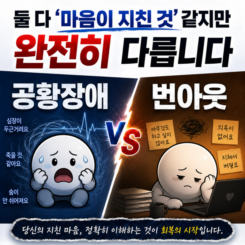 공황장애 vs 번아웃, 둘 다 '마음이 지친 것' 같지만 완전히 다릅니다