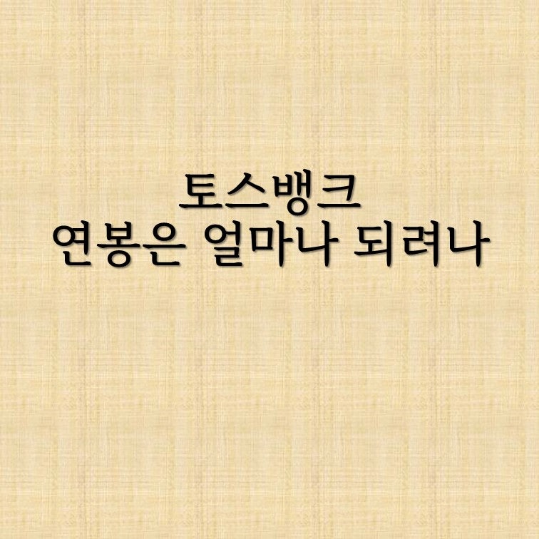 토스뱅크 연봉 6300만원, 5대 은행보다 낮다고??