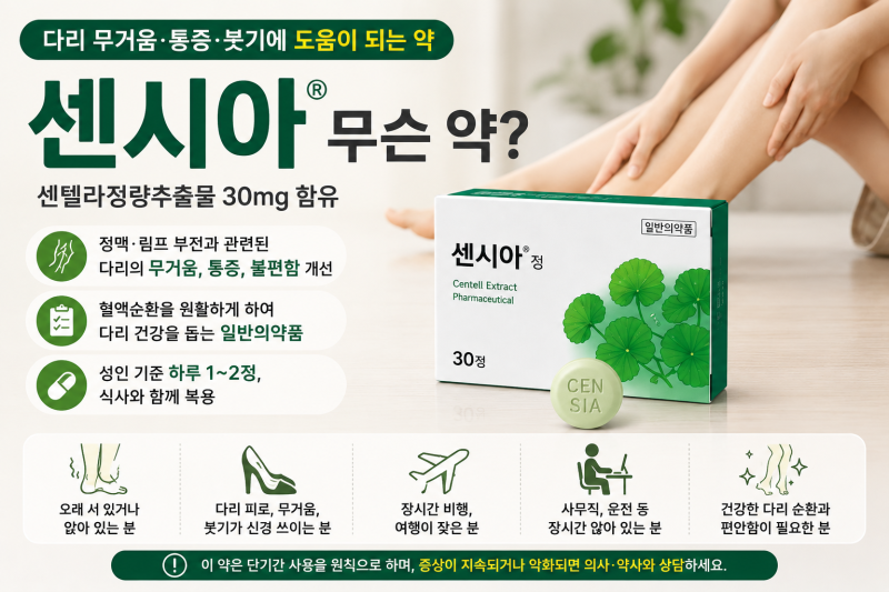 센시아 무슨 약? 다리 붓기·무거움에 하루 몇 알, 얼마나 먹어야 할까?
