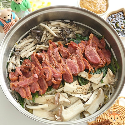 야채 넣고 8분만 찌면 끝 훈제오리찜 만들기 손님초대메뉴 훈제오리요리