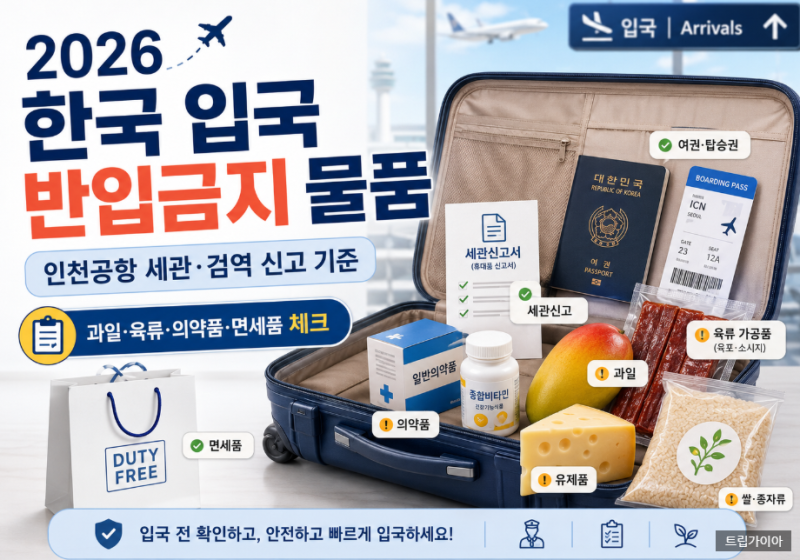 2026 한국 입국 반입금지 물품｜인천공항 세관·검역 신고 기준 총정리